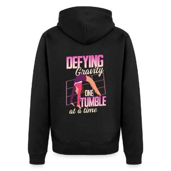 Tumbling Fitness Acrobatics - Unisex Premium Organic Zip Hoodie - black - Back - Nico (187cm)
