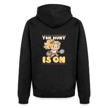 Tennis Easter Hunt Is On - Unisex Premium Organic Zip Hoodie - black - Back - Nico (187cm)