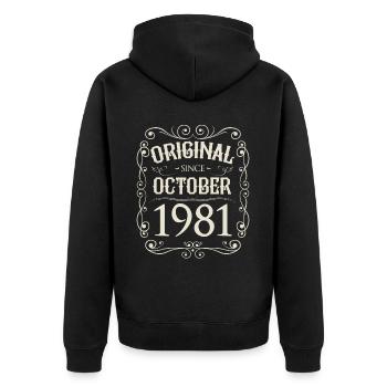 Vintage - Original since October 1981 Birthday - Unisex Premium Organic Zip Hoodie - black - Back - Nico (187cm)