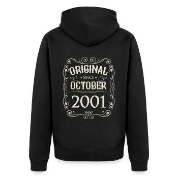 Millésime - Original depuis octobre 2001 Anniversaire - Veste à capuche bio Premium Unisexe - noir - Dos - Nico (187cm)
