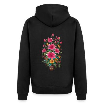 Décoration florale Vintage Esthétique Streetwear Design - Veste à capuche bio Premium Unisexe - noir - Dos - Nico (187cm)