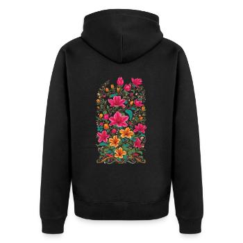 Lilies Floral Decoration Aesthetic Vintage Streetwear - Unisex Premium Organic Zip Hoodie - black - Back - Nico (187cm)