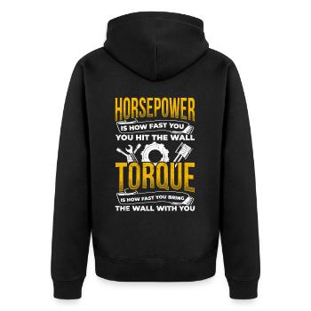 Horsepower is the speed at which ma - Unisex Premium Organic Zip Hoodie - black - Back - Nico (187cm)