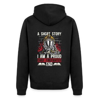Chief Firefighter A Short Story I Am A Fire Chief - Unisex Premium Bio Zip Hoodie - Schwarz - Hinten - Nico (187cm)
