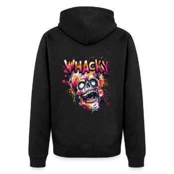 Verrückter Graffiti Schädel Totenkopf - Unisex Premium Bio Zip Hoodie - Schwarz - Hinten - Nico (187cm)