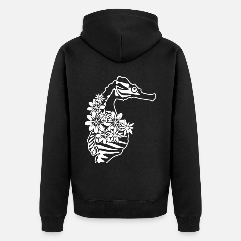 Hippocampes Fleurs Hippocampe - Veste à capuche bio Premium Unisexe - noir