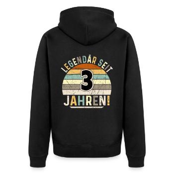 3 ans cadeau 3ème anniversaire garçon fille - Veste à capuche bio Premium Unisexe - noir - Dos - Nico (187cm)
