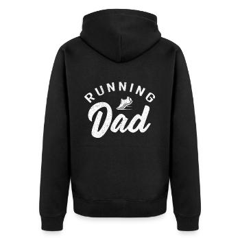 Running Dad Marathon Runner Trainer Marathoner - Unisex Premium Bio Zip Hoodie - Schwarz - Hinten - Nico (187cm)