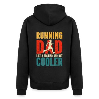 Running Dad Marathon Runner Trainer Marathoner - Unisex Premium Bio Zip Hoodie - Schwarz - Hinten - Nico (187cm)