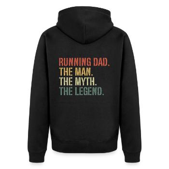 Running Dad Marathon Runner Trainer Marathoner - Unisex Premium Bio Zip Hoodie - Schwarz - Hinten - Nico (187cm)