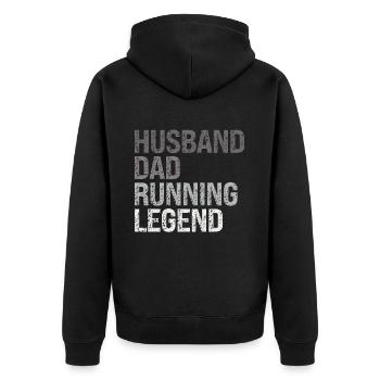 Running Dad Marathon Runner Trainer Marathoner - Unisex Premium Bio Zip Hoodie - Schwarz - Hinten - Nico (187cm)