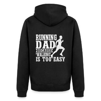 Running Dad Marathon Runner Trainer Marathoner - Unisex Premium Bio Zip Hoodie - Schwarz - Hinten - Nico (187cm)