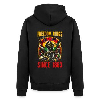 Proclamation d’émancipation African Juneteenth - Veste à capuche bio Premium Unisexe - noir - Dos - Nico (187cm)