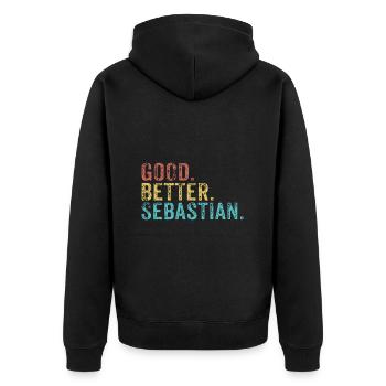 Good better Sebastian - Unisex Premium Bio Zip Hoodie - Schwarz - Hinten - Nico (187cm)