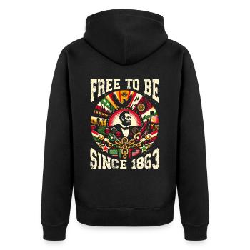 Proclamation d’émancipation African Juneteenth - Veste à capuche bio Premium Unisexe - noir - Dos - Nico (187cm)