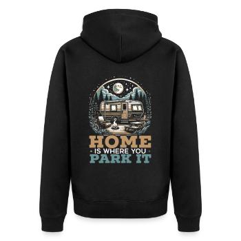 Mobile Home Motorhome Trailer Park Rolling Home - Unisex Premium Organic Zip Hoodie - black - Back - Nico (187cm)