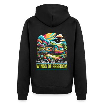 Mobile Home Motorhome Trailer Park Rolling Home - Unisex Premium Organic Zip Hoodie - black - Back - Nico (187cm)