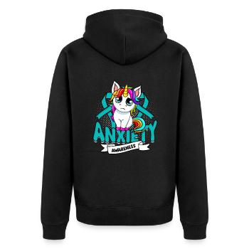 Anxiety disorder Anxiety disorders - Unisex Premium Organic Zip Hoodie - black - Back - Nico (187cm)