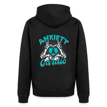 Trouble anxieux L’anxiété est mon cardio - Veste à capuche bio Premium Unisexe - noir - Dos - Nico (187cm)