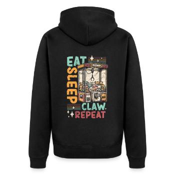 Claw Machine Kraller Eat Sleep Claw Repeat - Unisex Premium Organic Zip Hoodie - black - Back - Nico (187cm)