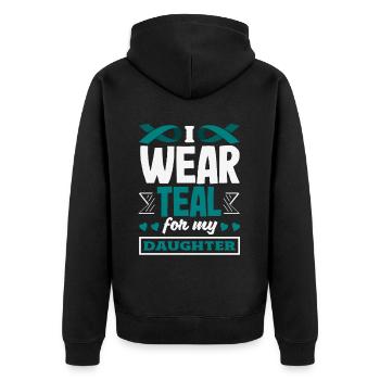 Teal Ribbon PTSD Stress Angststörung - Unisex Premium Bio Zip Hoodie - Schwarz - Hinten - Nico (187cm)
