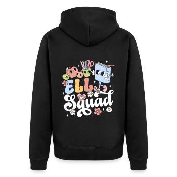 English Teacher English Teacher Ell Squad - Unisex Premium Organic Zip Hoodie - black - Back - Nico (187cm)