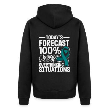 Teal Ribbon PTSD Stress Angststörung - Unisex Premium Bio Zip Hoodie - Schwarz - Hinten - Nico (187cm)