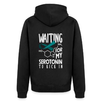 Teal Ribbon PTSD Stress Angststörung - Unisex Premium Bio Zip Hoodie - Schwarz - Hinten - Nico (187cm)