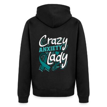 Teal Ribbon PTSD Stress Angststörung - Unisex Premium Bio Zip Hoodie - Schwarz - Hinten - Nico (187cm)