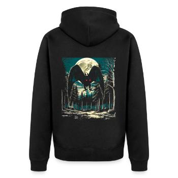 Vintage Mothman Point Pleasant - Unisex Premium Organic Zip Hoodie - black - Back - Nico (187cm)