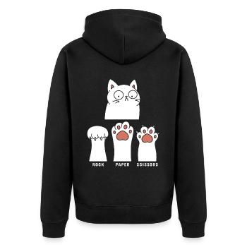 Rock Paper Scissors - Unisex Premium Bio Zip Hoodie - Schwarz - Hinten - Nico (187cm)