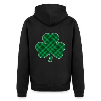 Buffle vert à carreaux trèfle - Veste à capuche bio Premium Unisexe - noir - Dos - Nico (187cm)