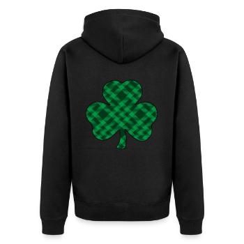 Buffle vert à carreaux trèfle - Veste à capuche bio Premium Unisexe - noir - Dos - Nico (187cm)