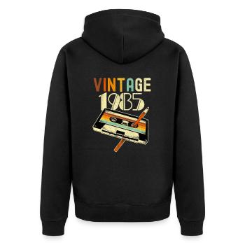 1985 Anniversaire Né En 1985 Rétro Vintage - Veste à capuche bio Premium Unisexe - noir - Dos - Nico (187cm)