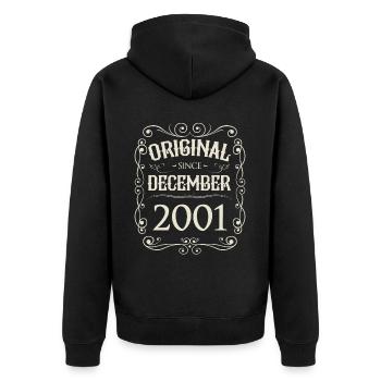 Millésime - Original depuis décembre 2001 Anniversaire - Veste à capuche bio Premium Unisexe - noir - Dos - Nico (187cm)
