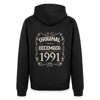 Millésime - Original depuis décembre 1991 Anniversaire - Veste à capuche bio Premium Unisexe - noir - Dos - Nico (187cm)