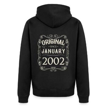 Millésime - Original depuis janvier 2002 Anniversaire - Veste à capuche bio Premium Unisexe - noir - Dos - Nico (187cm)