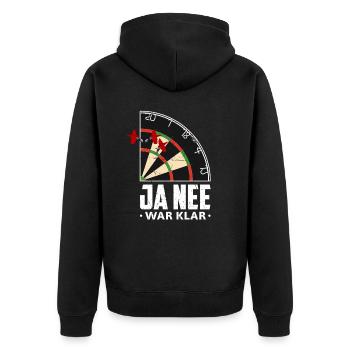 Lustiger Dart Spruch Dartscheibe Darten Geschenk - Unisex Premium Bio Zip Hoodie - Schwarz - Hinten - Nico (187cm)