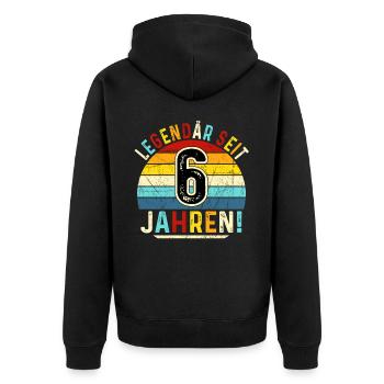 6 Years Gift 6th Birthday Boy Girl - Unisex Premium Organic Zip Hoodie - black - Back - Nico (187cm)