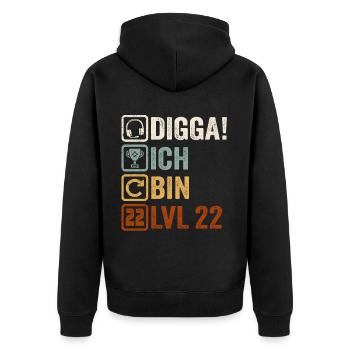 22e cadeau d’anniversaire 22e joueur Gamer disant - Veste à capuche bio Premium Unisexe - noir - Dos - Nico (187cm)