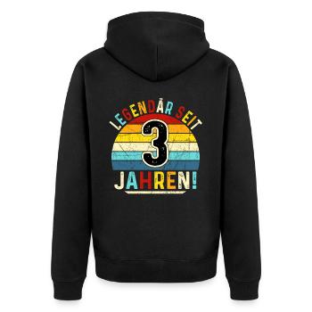 3 ans cadeau 3ème anniversaire garçon fille - Veste à capuche bio Premium Unisexe - noir - Dos - Nico (187cm)