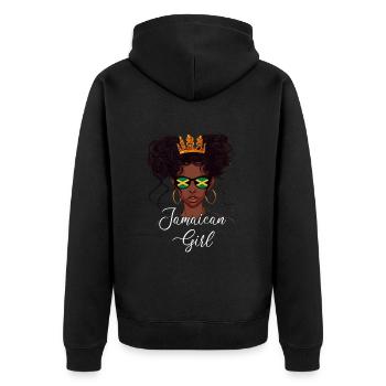 jamaican girl Flag Jamaica - Unisex Premium Bio Zip Hoodie - Schwarz - Hinten - Nico (187cm)
