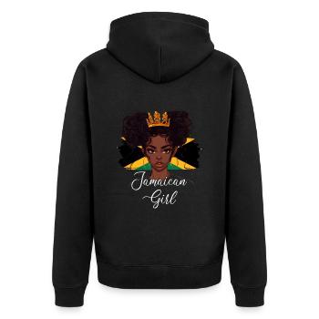 jamaican girl Flag Jamaica - Unisex Premium Bio Zip Hoodie - Schwarz - Hinten - Nico (187cm)