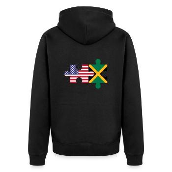 jamaican American Jamaica - Unisex Premium Bio Zip Hoodie - Schwarz - Hinten - Nico (187cm)