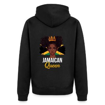 jamaican QueenFlag Jamaica - Unisex Premium Bio Zip Hoodie - Schwarz - Hinten - Nico (187cm)