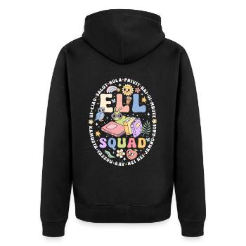 English Teacher English Teacher Tutor - Unisex Premium Organic Zip Hoodie - black - Back - Nico (187cm)