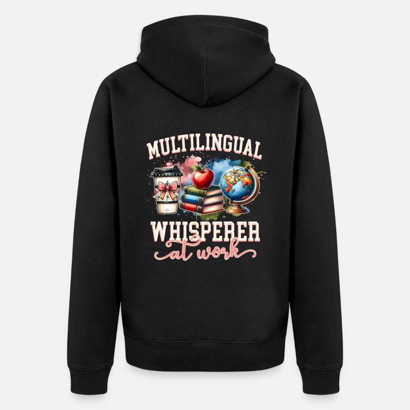 Englischlehrer Englischlehrerin Multilingual - Unisex Premium Bio Zip Hoodie - Schwarz
