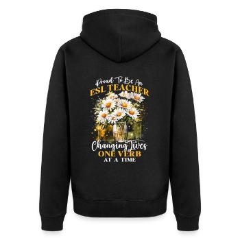 Englischlehrer Englischlehrerin Sprachlehrer - Unisex Premium Bio Zip Hoodie - Schwarz - Hinten - Nico (187cm)