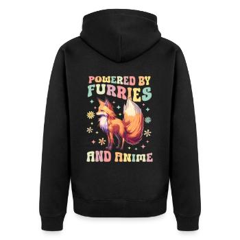 Groovy Furry Fandom Fursuit Fox - Unisex Premium Organic Zip Hoodie - black - Back - Nico (187cm)