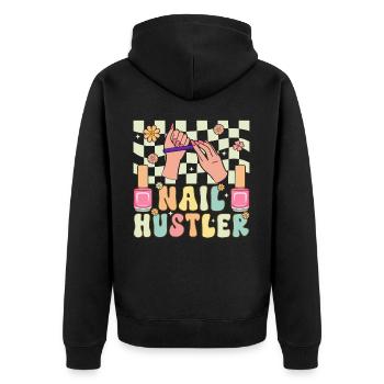 Groovy Nail Tech Nail Artist - Unisex Premium Bio Zip Hoodie - Schwarz - Hinten - Nico (187cm)